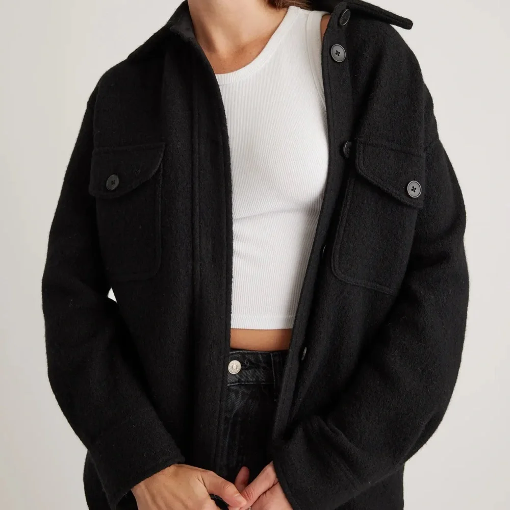 Quince NWT Merino Wool Shirt Jacket Black Multiple Sizes - Picture 7 of 16